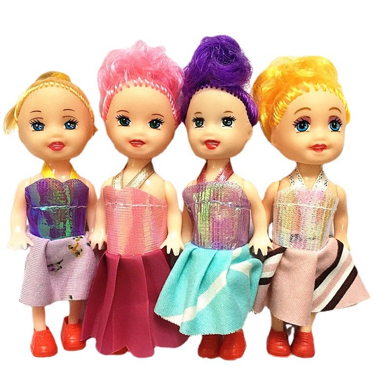 3.5-inch Kelly unisex doll 1:12 ratio PVC cartoon toy, 12cm high, for little girls. Gift randomly mixed 12g