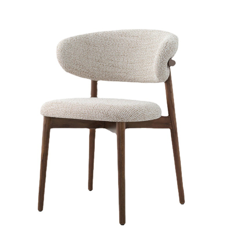 Nordic modern minimalist solid wood dining chair with backrest design fabric, suitable for use in family living rooms and hotels