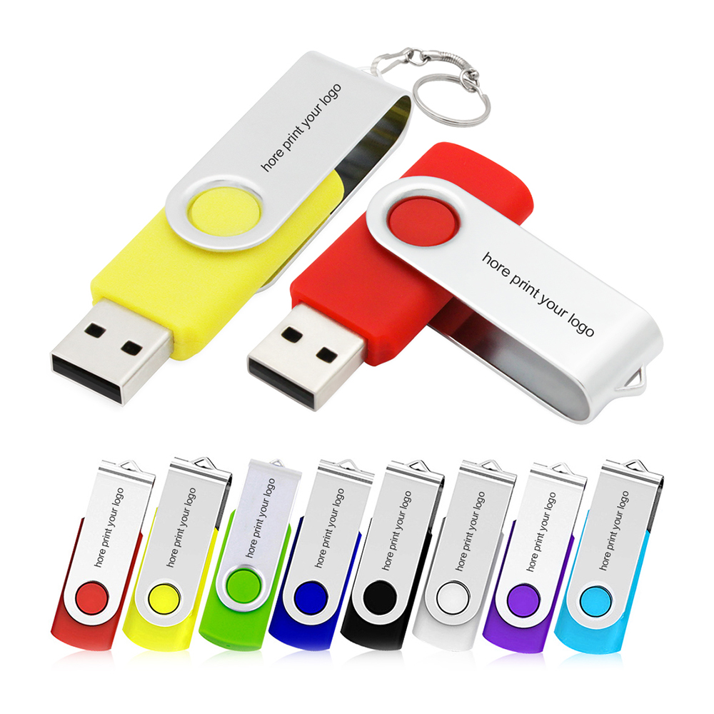 Customized promotion based on samples, classic USB flash drive made of PVC plastic and metal sublimation, customized with rotating shape, portable 8GB USB flash drive with logo