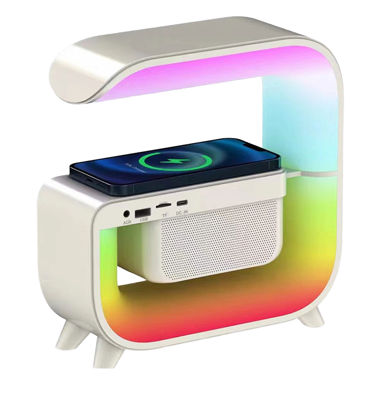 Mini G3 RGB light speaker alarm clock 15w wireless charger stand pad suitable for Apple and Samsung fast charging stations