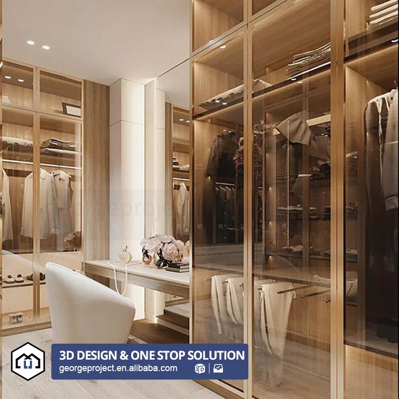 Venezuelan hotel project luxury modern walk-in wardrobe cabinet storage wardrobe changing room