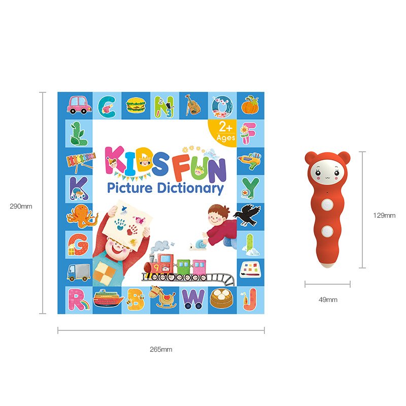 A children's picture dictionary with a reading pen for English vocabulary building and language development