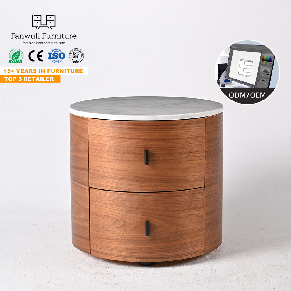 Italian minimalist marble bedside table, environmentally friendly solid wood storage, modern design, formaldehyde free bedside table