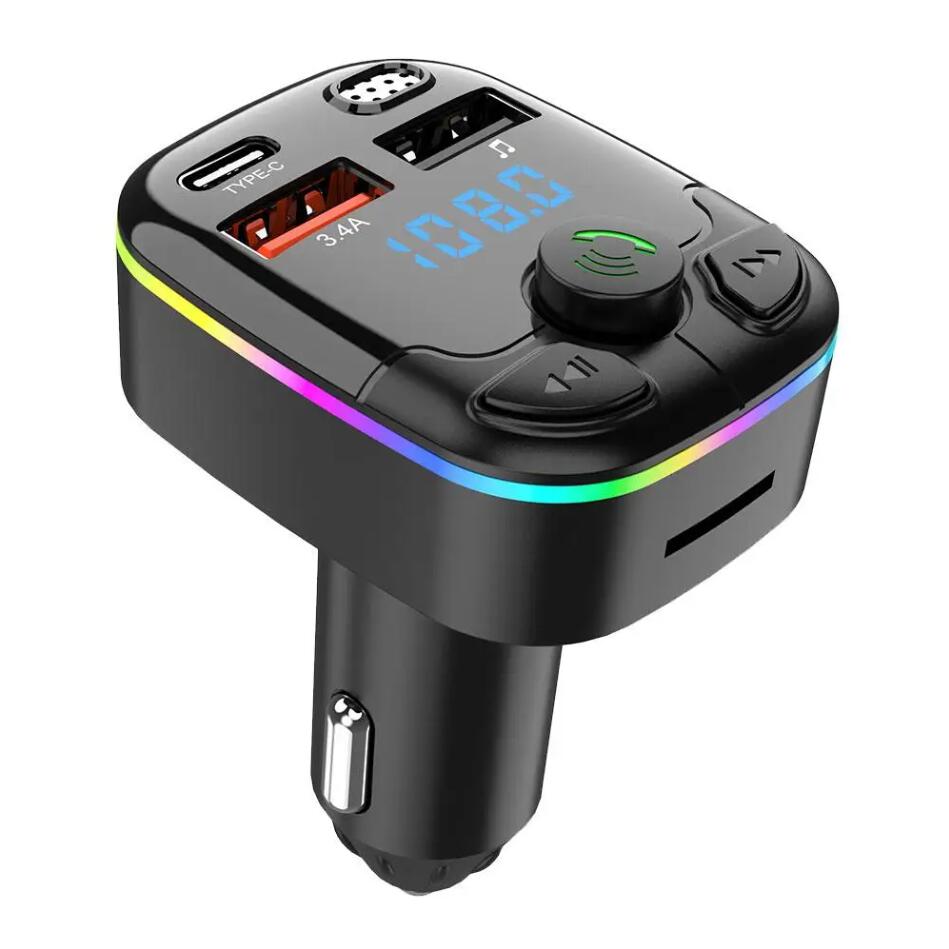 Car Bluetooth MP3 hands-free calling Car MP3 player FM transmitter with 3A USB charger