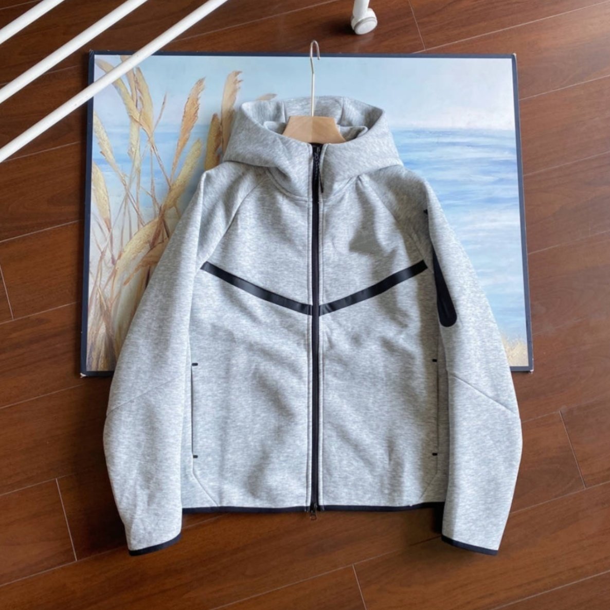 High quality youth technology fleece thickened men's sports pants with air cotton technology fleece full zipper hooded sweatshirt suitable for autumn